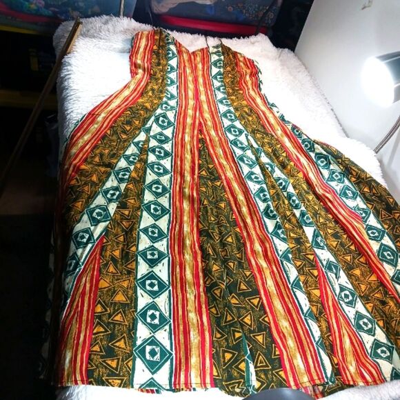 Calvin Klein Boho Maxi Dress Multi-Colored Tribal Geometric Print. Womans Medium - Picture 6 of 12